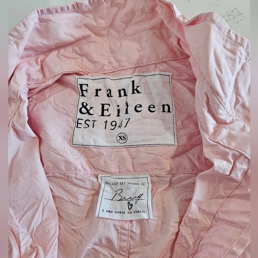 Frank & Eileen pink crinkle Shirt oversized Xs - Picture 4 of 4